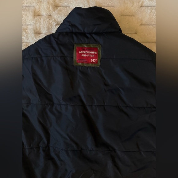 Abercrombie & Fitch Women’s Puffer Vest Y2K Blue Red Full Zip 92 Patch Sz S - Picture 5 of 7